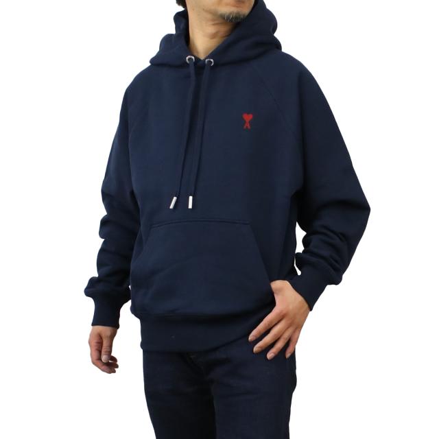 AMI PARIS アミパリス パーカー フーディー ハートロゴ USW205.747 430 レディース メンズ ネイビー_1
