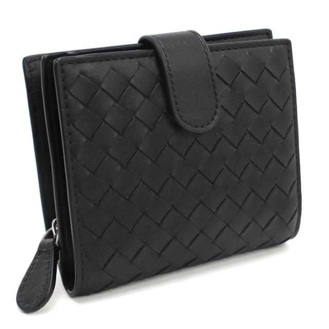 BOTTEGA VENETA ボッテガヴェネタ 二つ折り財布 小銭入付き イントレチャート 121059 V3UN1 8803 メンズ ブラック