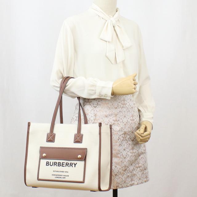 BURBERRY バーバリー スモール フレヤトート 8044138 A1395 レディース ホワイト系 ブラウン系_5