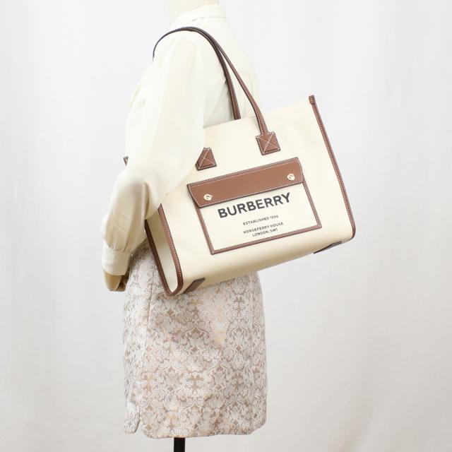 BURBERRY バーバリー スモール フレヤトート 8044138 A1395 レディース ホワイト系 ブラウン系_6