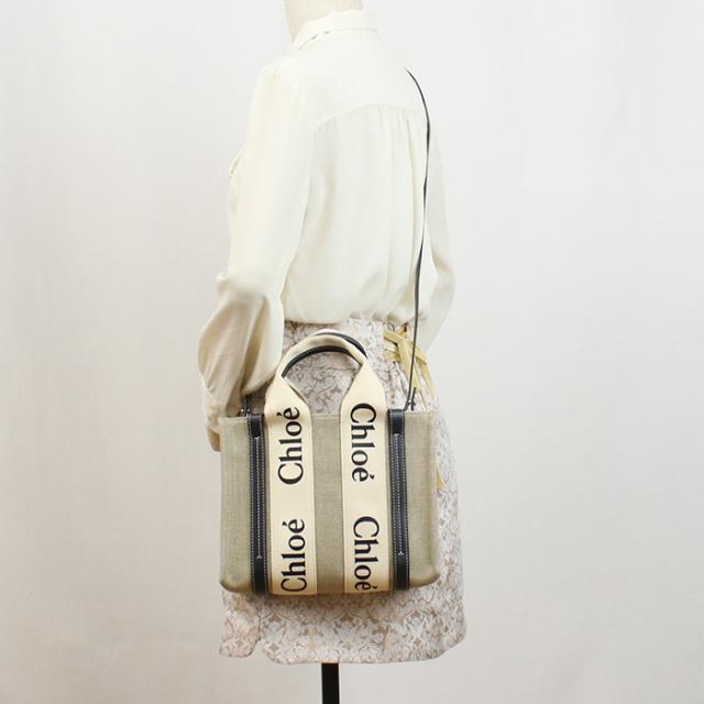 Chloe クロエ リネン製Woodyスモールトートバッグ CHC22AS397I26 91J 