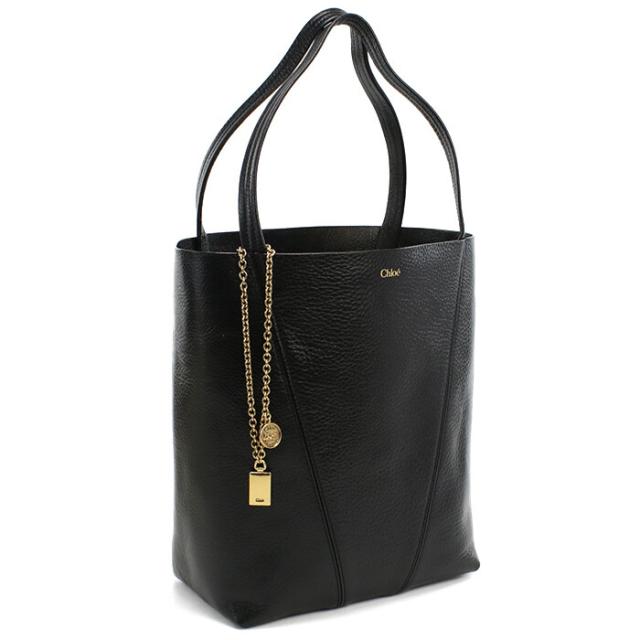 Chloe クロエ グレインレザー製Chlo? Spinトートバッグ CHC25SS811N84 001 レディース ブラック