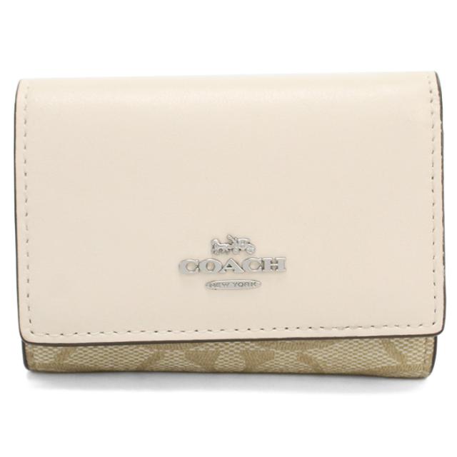 COACH コーチ　マイクロ ウォレット シグネチャー 三つ折り財布小銭入れ付き CM761 SIGHA レディース ホワイト