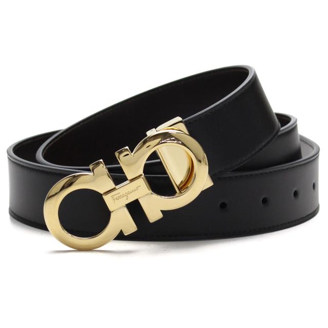 FERRAGAMO フェラガモ ベルト 67-5542 NERO-HICKORY DOUBLE ADJUS メンズ ブラック