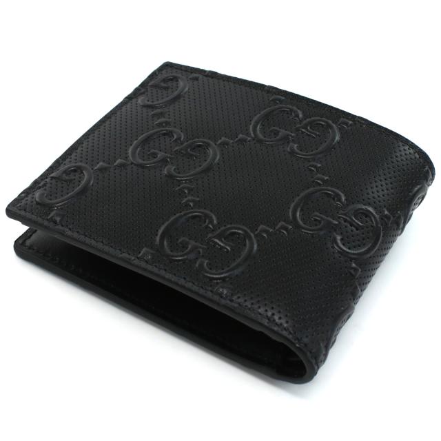 GUCCI グッチ 二折財布小銭入付き 625555 1W3AN 1000 GG LEATHER メンズ ブラック_4