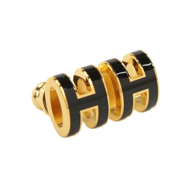 エルメス ピアス ミニ・ポップアッシュ ブラック/シルバー金具 H