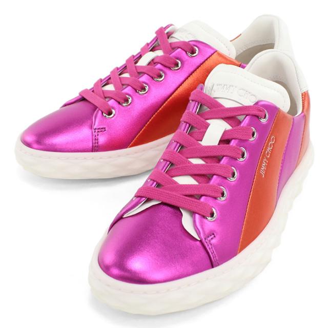 JIMMY CHOO ジミーチュウ スニーカー DIAMOND LIGHT-F ADR MANDARIN-FUCHSIA-WHI レディース ピンク