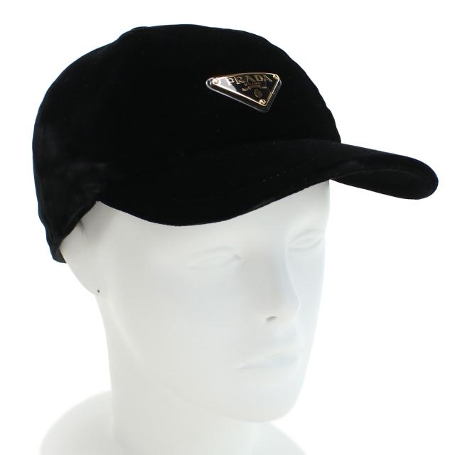 PRADA プラダ ベルベット ベースボールキャップ 1HC336 068 F0002 NERO レディース ブラック