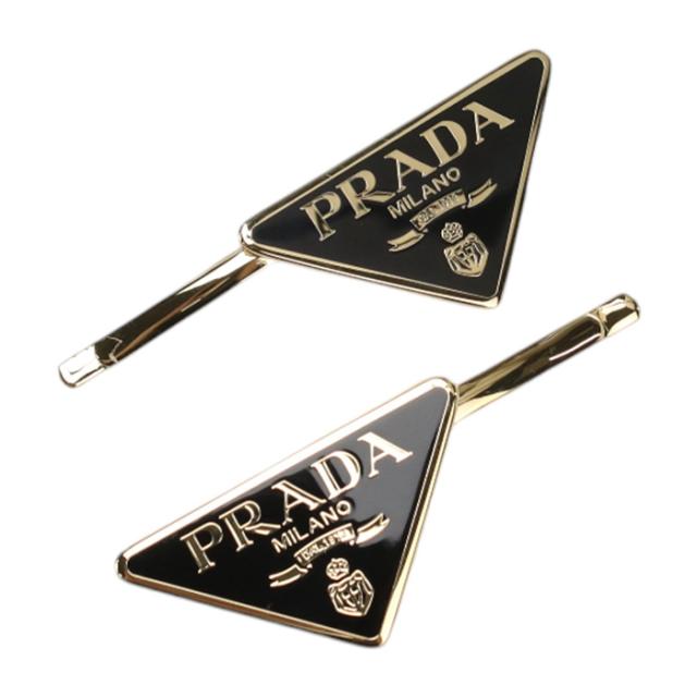 PRADA プラダ メタル ヘアピントライアングルロゴ 1IF051 2BA6 F0632 NERO レディース ブラック