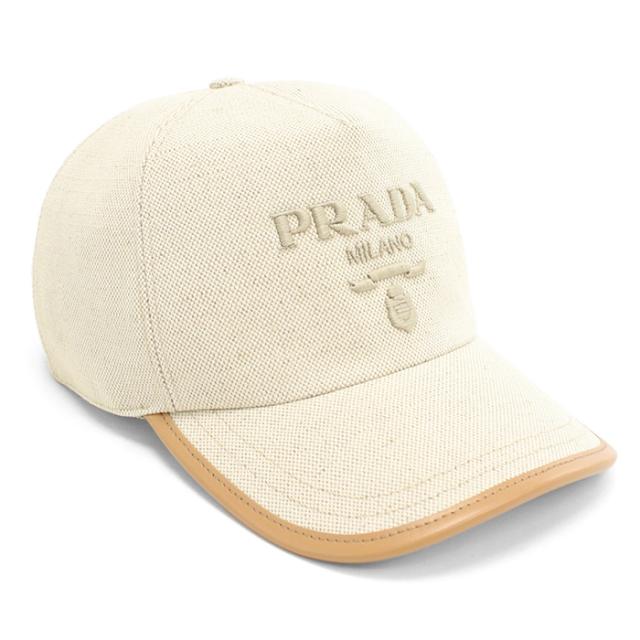 PRADA プラダ リネン混紡 ベースボールキャップ 2HC179 ZPX F0018 メンズ アイボリー_5