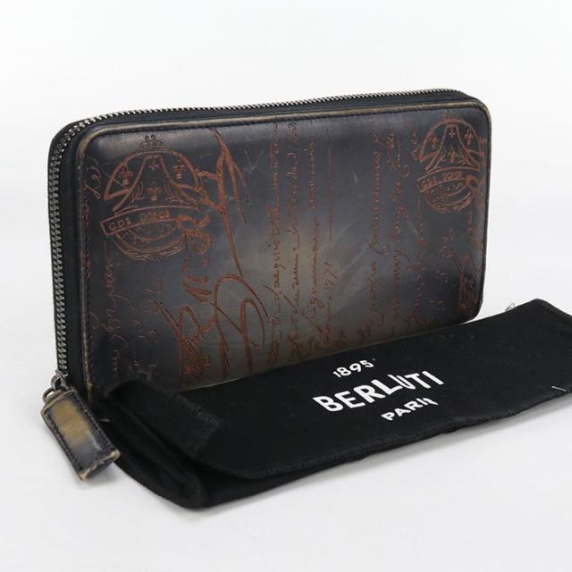中古良品Berluti ベルルッティ 長財布ラウンドファスナー イタウバ ロングジップウォレット メンズ ブラック