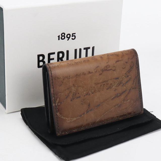 中古良品Berluti ベルルッティ 名刺入れ インブイアフラップカードホルダー メンズ ブラウン