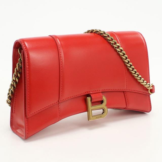 中古良品BALENCIAGA バレンシアガ 斜め掛け ショルダーバッグ 644973 チェーンショルダーバッグ アワーグラス レディース レッド