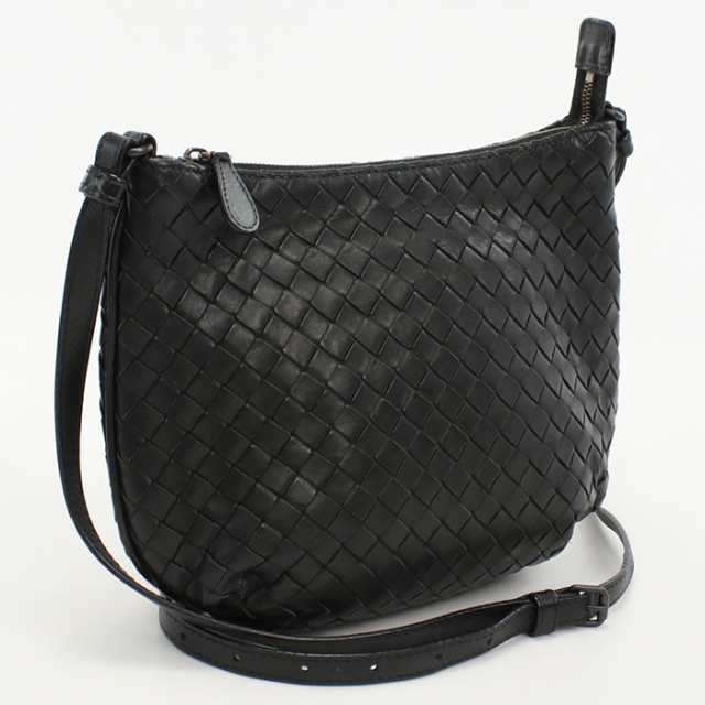 中古BOTTEGA VENETA ボッテガ・ヴェネタ 斜め掛け ショルダーバッグ ショルダーバッグ イントレチャート レディース ブラック