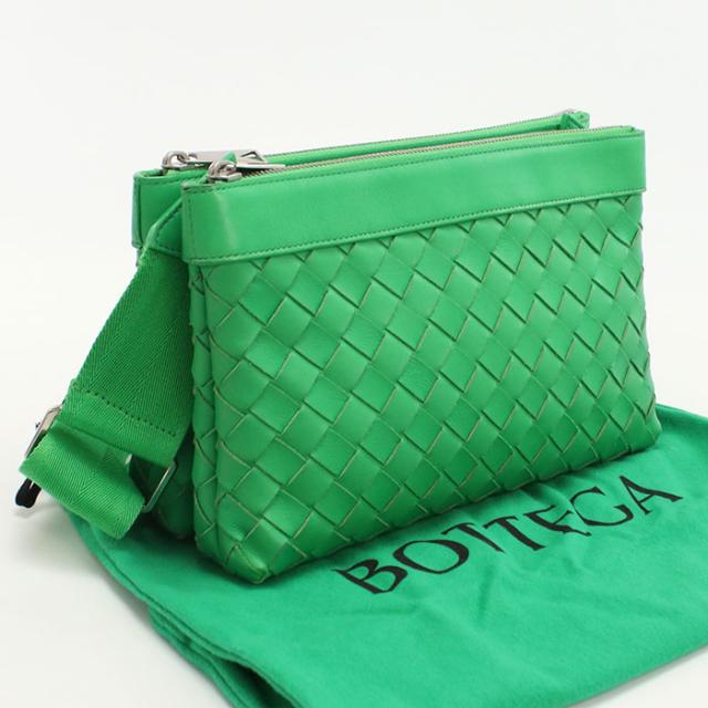 中古良品BOTTEGA VENETA ボッテガ・ヴェネタ 斜め掛け ショルダーバッグ イントレチャート メンズ グリーン
