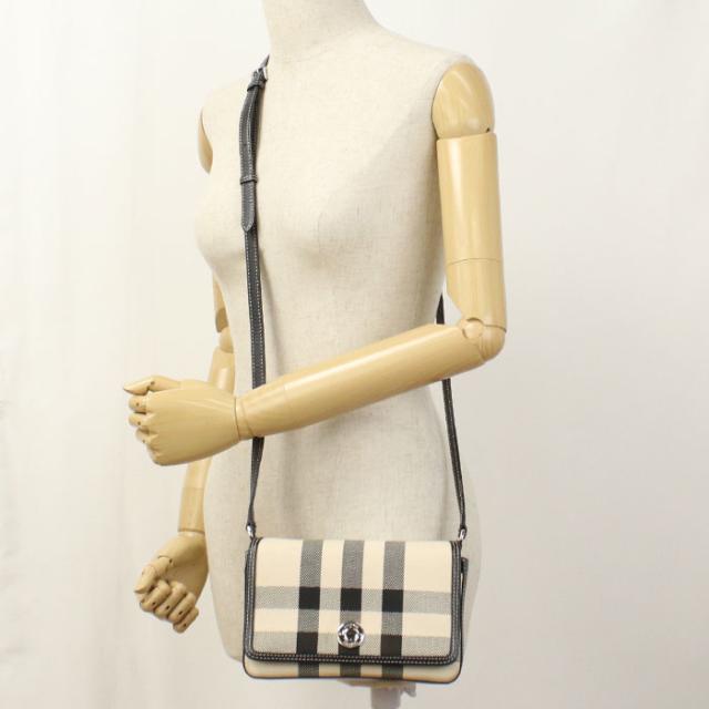 中古良品BURBERRY バーバリー 斜め掛け ショルダーバッグ ノバチェック レディース ベージュ