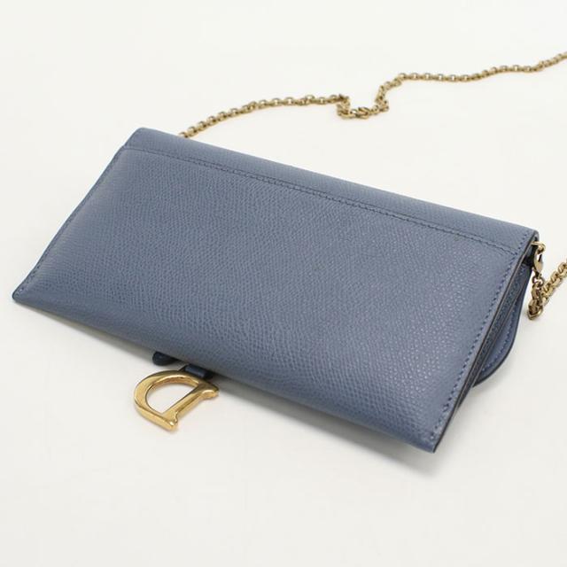 中古良品DIOR ディオール チェーンウォレット サドル レディース ブルー_1