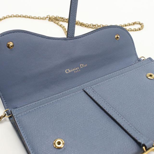 中古良品DIOR ディオール チェーンウォレット サドル レディース ブルー_3