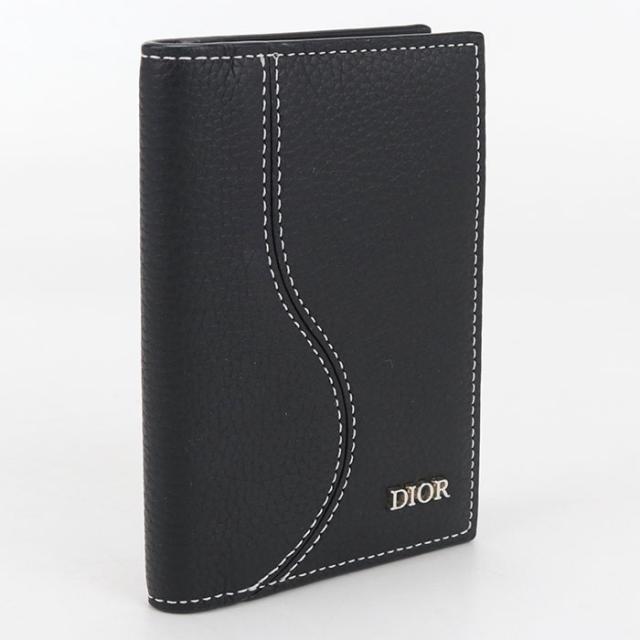 中古美品DIOR ディオール カードケース 2ADCH16 2つ折り カードホルダー サドル メンズ ブラック