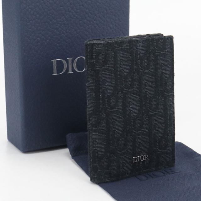 中古良品DIOR ディオール カードケース 2ESCH138YSE 2つ折りカードホルダー ディオールオブリーク メンズ ブラック