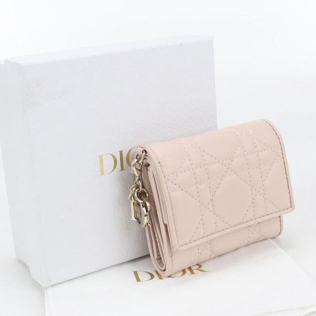 中古良品DIOR ディオール 三つ折り財布 S0181ONMJ ロータス ウォレット レディ ディオール レディース ピンク