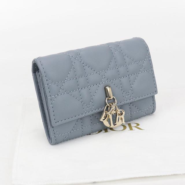 【中古・未使用】DIOR ディオール 二折財布 S0966ONMJ_M81B グリシン ウォレット マイディオール レディース ブルー