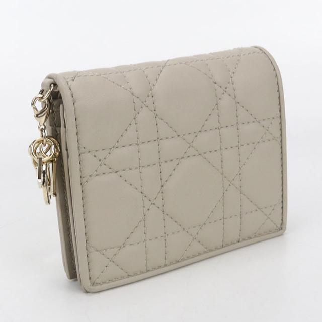 中古良品DIOR ディオール 二折財布 ガーデニア ウォレット レディディオール レディース ベージュ