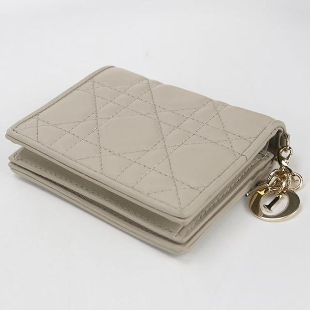 中古良品DIOR ディオール 二折財布 ガーデニア ウォレット レディディオール レディース ベージュ