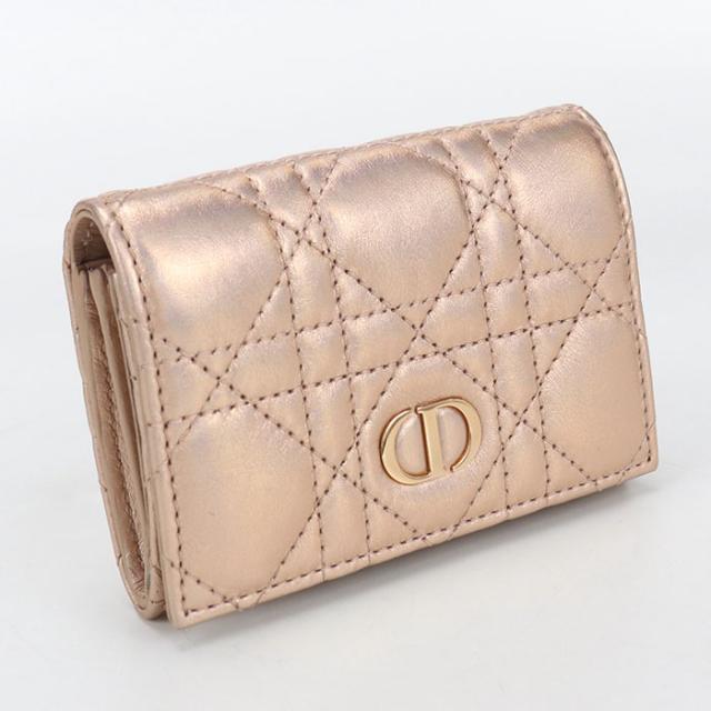 【中古・未使用】DIOR ディオール 二折財布 グリシン ウォレット ディオール カロ レディース ピンク
