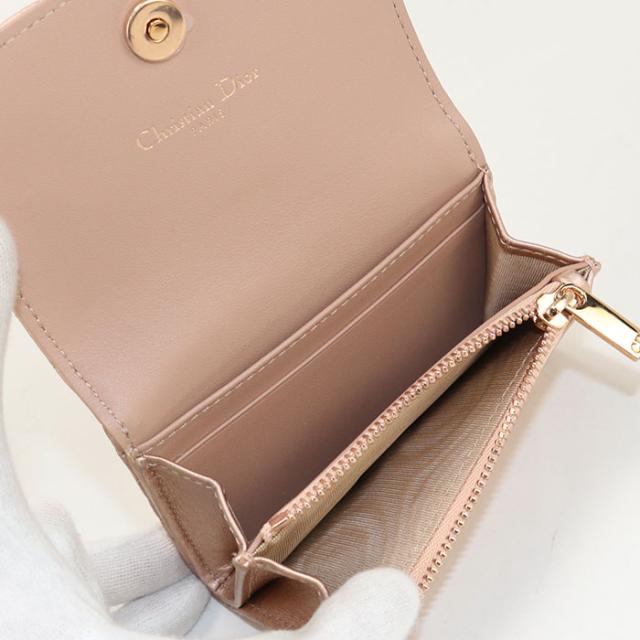 【中古・未使用】DIOR ディオール 二折財布 グリシン ウォレット ディオール カロ レディース ピンク