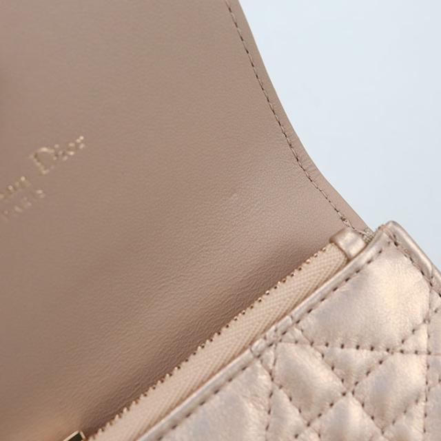 【中古・未使用】DIOR ディオール 二折財布 グリシン ウォレット ディオール カロ レディース ピンク
