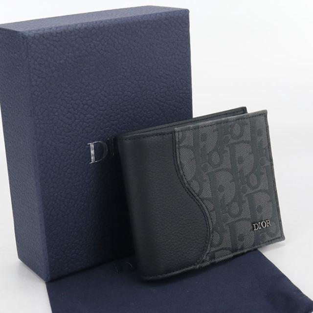 【中古・未使用】DIOR ディオール 二つ折り財布 2ADBC306 サドル メンズ グレー