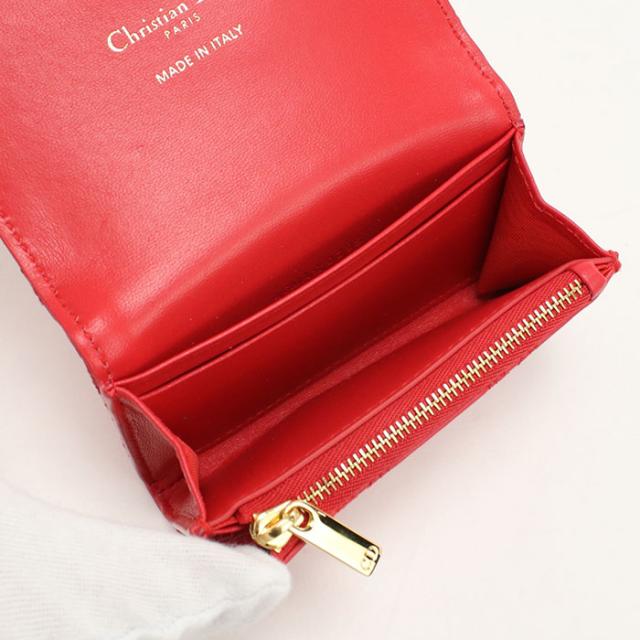 【中古・未使用】DIOR ディオール 二つ折り財布 グリシンウォレット ディオール カロ レディース レッド_2