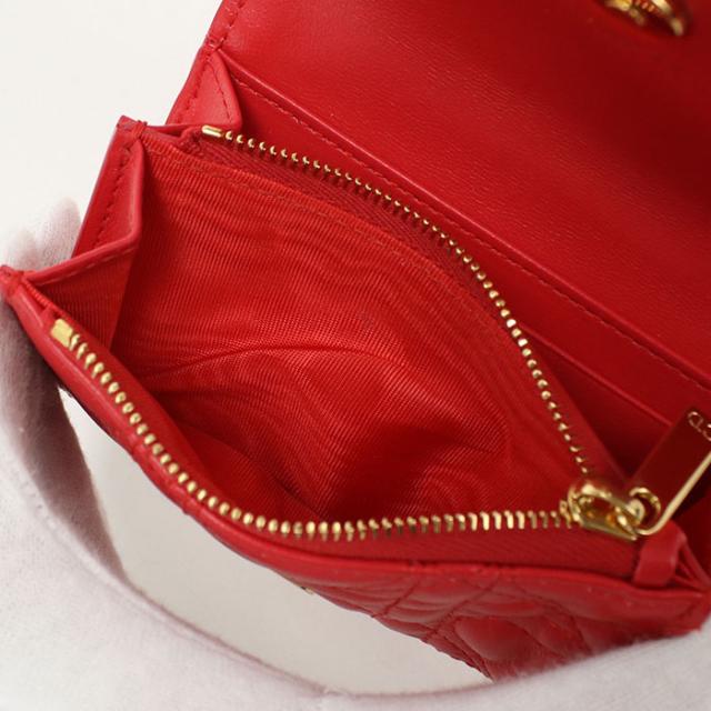 【中古・未使用】DIOR ディオール 二つ折り財布 グリシンウォレット ディオール カロ レディース レッド_4