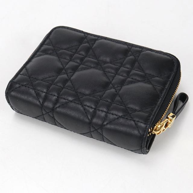 中古良品DIOR ディオール 二つ折り財布 スカーレットウォレット ディオールジョリー レディース ブラック_1