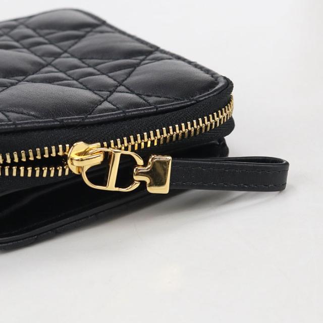 中古良品DIOR ディオール 二つ折り財布 スカーレットウォレット ディオールジョリー レディース ブラック_5