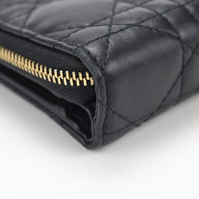中古良品DIOR ディオール 二つ折り財布 スカーレットウォレット ディオールジョリー レディース ブラック_8