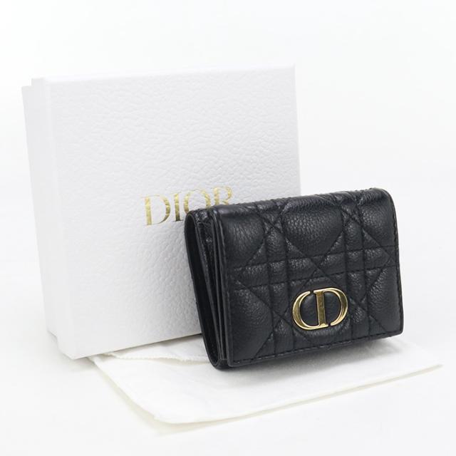 Dior おり財布 美品/箱付】ディオール 折り財布 レザー 赤 ゴールド