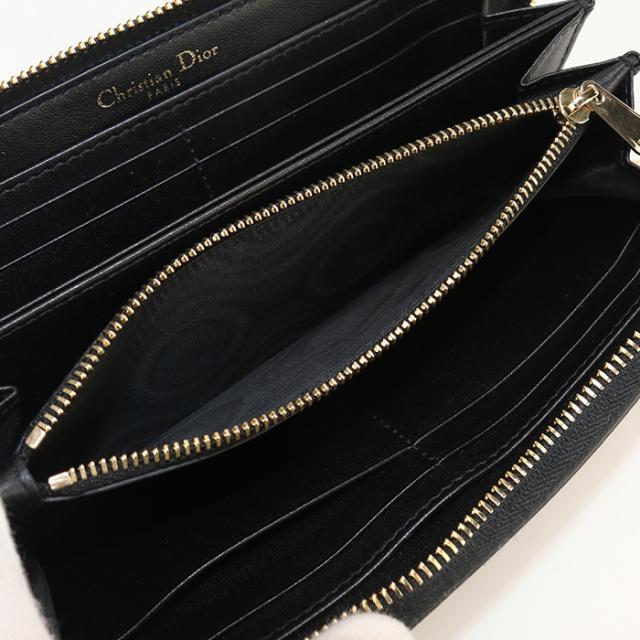 中古良品DIOR ディオール 長財布ラウンドファスナー ロングジップウォレット 30 モンテーニュ レディース ブラック