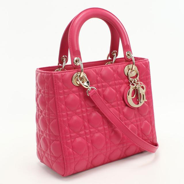 中古良品DIOR ディオール ハンドバッグ M0565 ONGE ミディアム レディディオール レディース ピンク