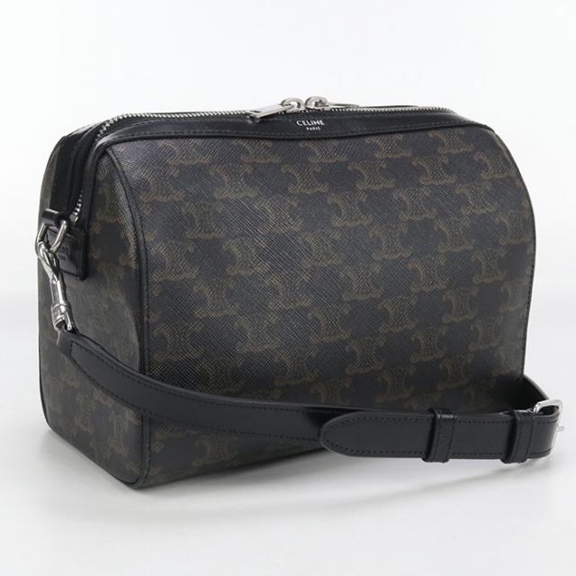中古美品CELINE セリーヌ ミニボストン 120502FQM.38SI トリオンフキャンバス メンズ ブラック