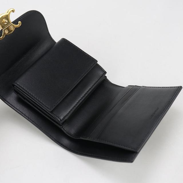 中古良品CELINE セリーヌ 三折財布 10D783DPV.38NO スモール フラップウォレット トリオンフ レディース ブラック_2