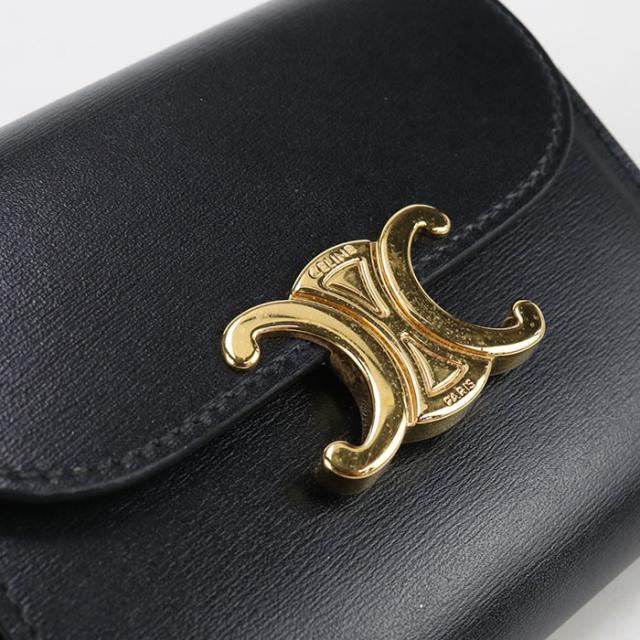 中古良品CELINE セリーヌ 三折財布 10D783DPV.38NO スモール フラップウォレット トリオンフ レディース ブラック_6