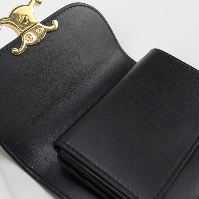 中古良品CELINE セリーヌ 三折財布 10D783DPV.38NO スモール フラップウォレット トリオンフ レディース ブラック_7