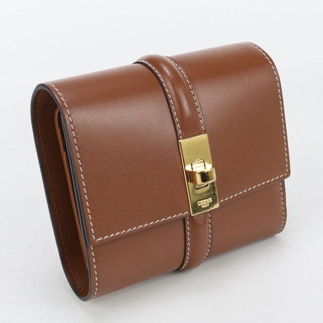 中古良品CELINE セリーヌ 三折財布 10F523CQ7 04LU スモール トリフォールドウォレット 16(セーズ) レディース ブラウン