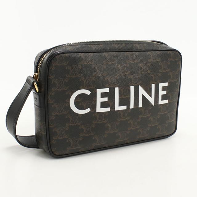中古良品CELINE セリーヌ 斜め掛け ショルダーバッグ ミディアムメッセンジャーバッグ トリオンフキャンバス レディース ブラウン