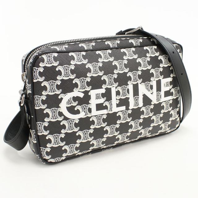中古美品CELINE セリーヌ 斜め掛け ショルダーバッグ 194502CIM ショルダーバッグ トリオンフキャンバス メンズ ブラック