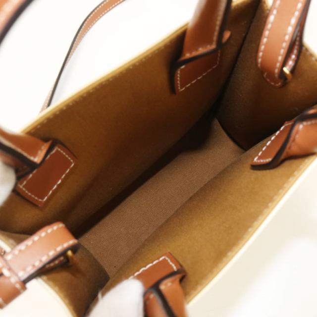 中古良品CELINE セリーヌ ハンドバッグ 19437 2BZK ミニ バーティカル カバ トリオンフキャンバス レディース ホワイト_2