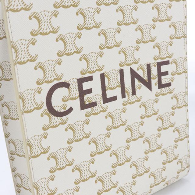中古良品CELINE セリーヌ ハンドバッグ 19437 2BZK ミニ バーティカル カバ トリオンフキャンバス レディース ホワイト_4