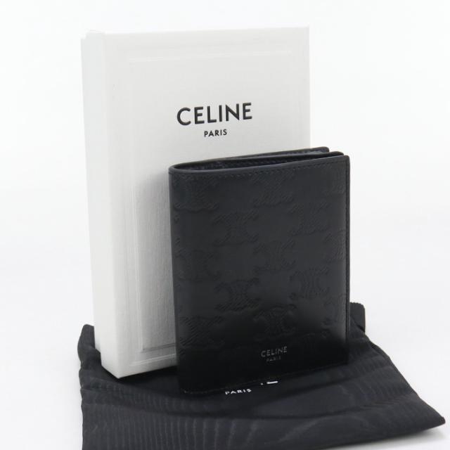 中古CELINE セリーヌ 二折財布 10E49 3FQC.38SI コンパクトウォレット トリオンフ レディース ブラック